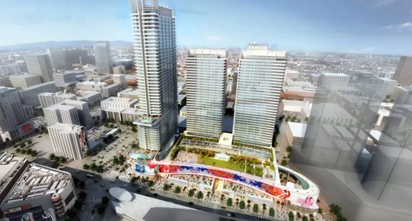 三(san)思3500平方米戶(hu)外LED屏在美國西岸再造一箇“時